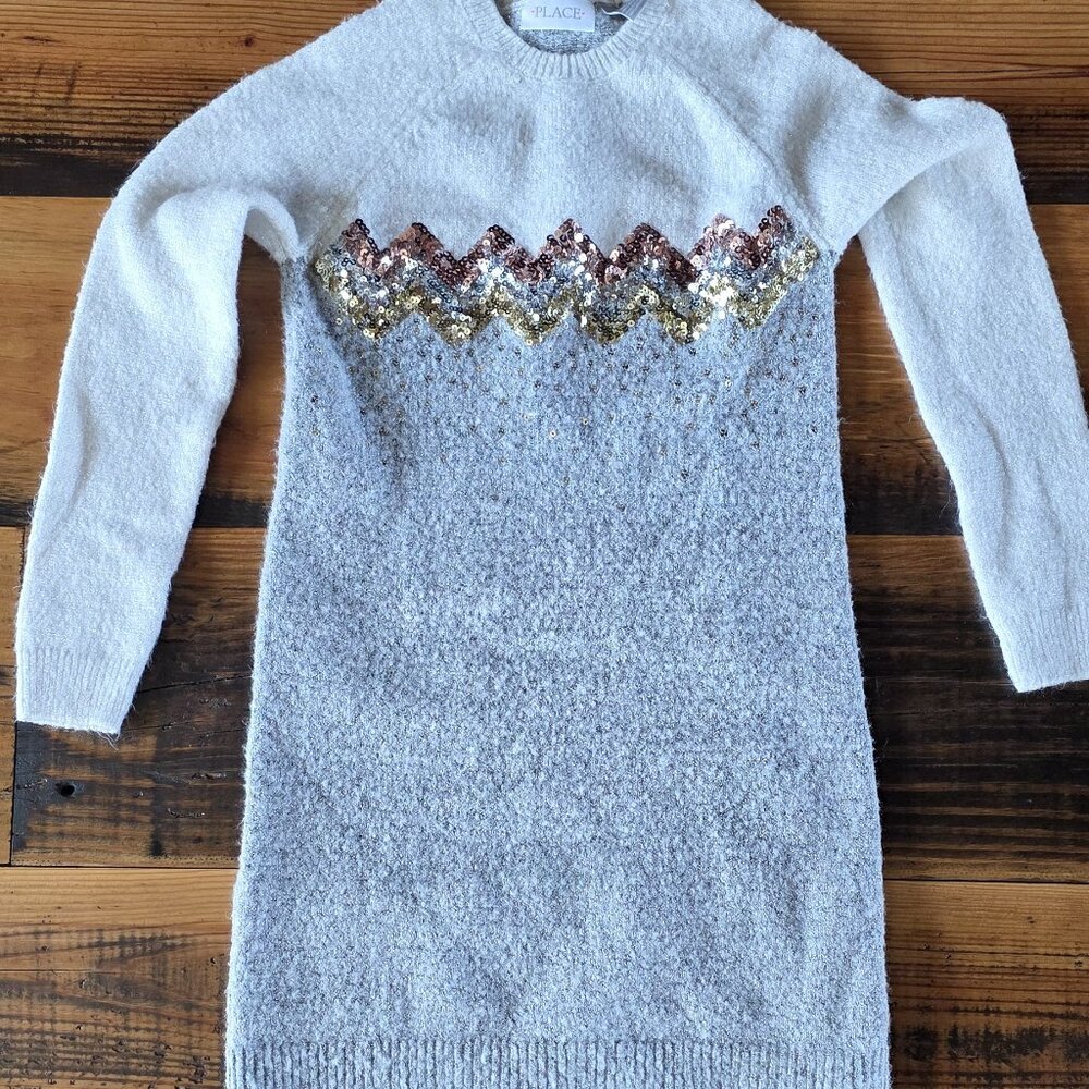 Girls Knitted Sweater Dress / Sparkle Dress / Sequin Dress / Little Girls Dress - Picture 2 of 16